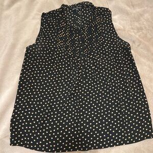 Adrianna Papell semi sheer black and beige hearts sleeveless top.